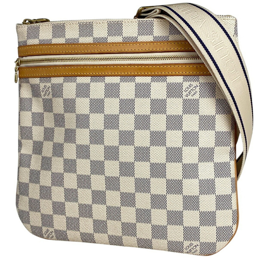 Louis Vuitton Pochette Bosphore Crossbody Shoulder Bag Damier Azur White